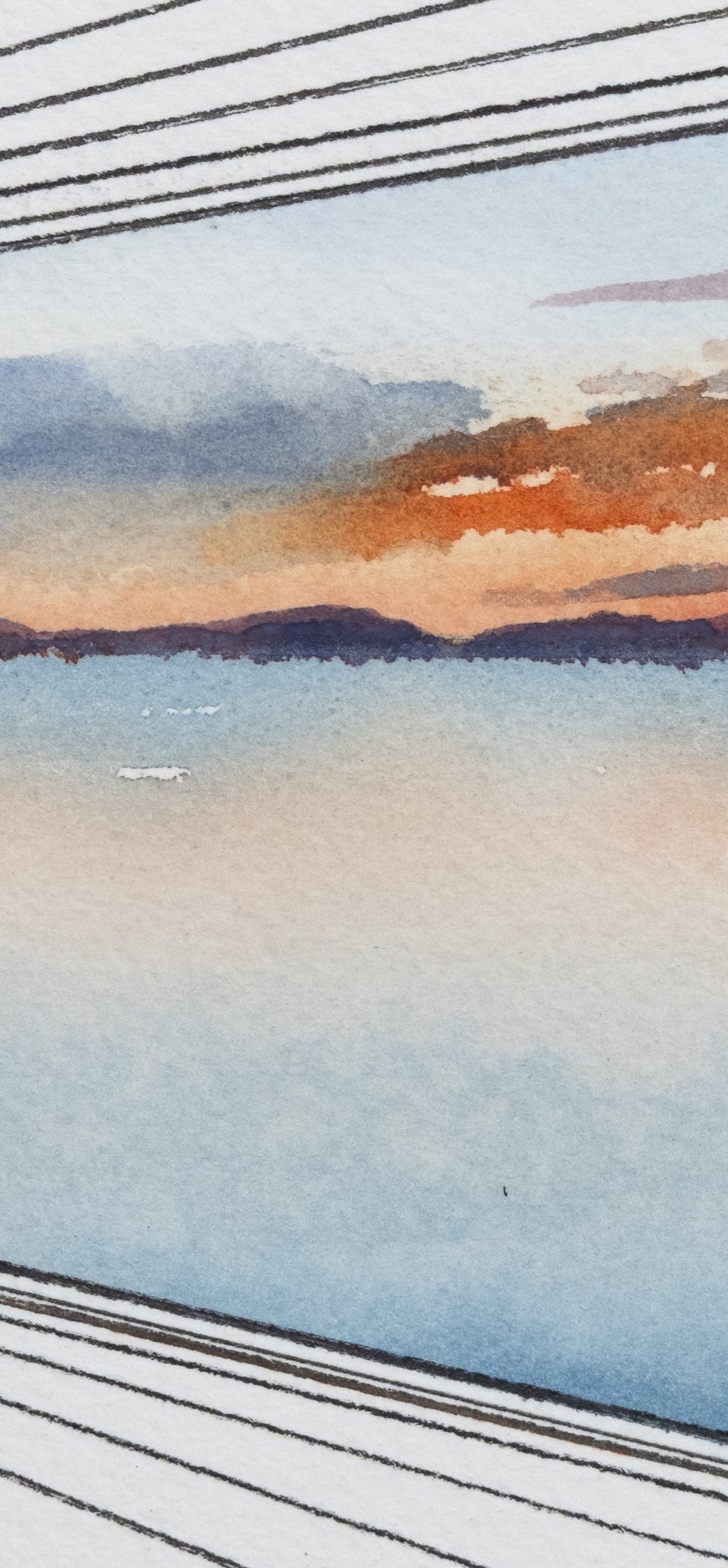 Sky Box - An Original Watercolor & Ink Pinting