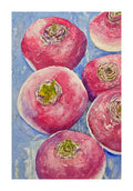 Pink Turnips on Blue Wood - An Original Watercolor Painting